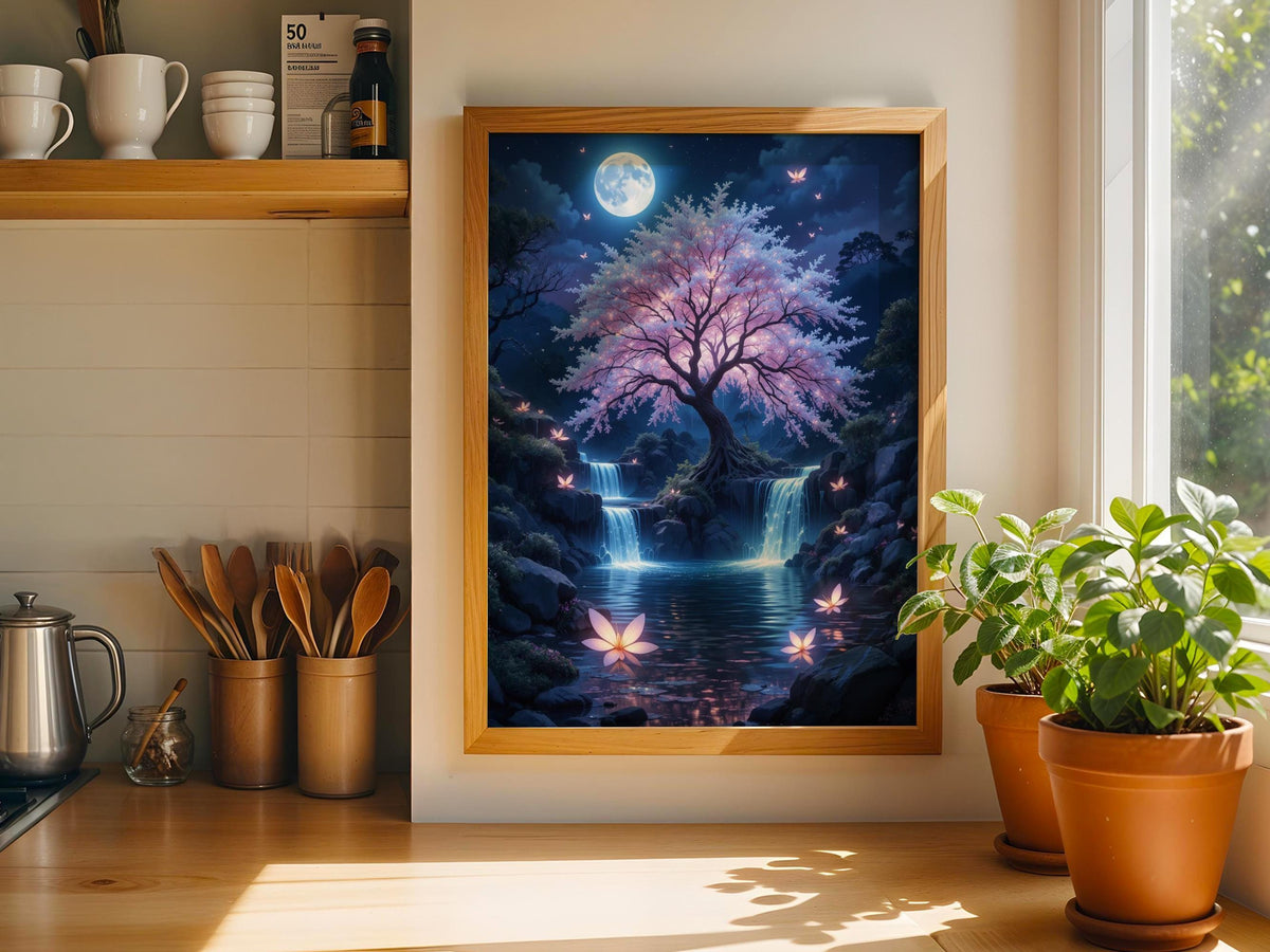 Moonlit Waterfall Tree of Life