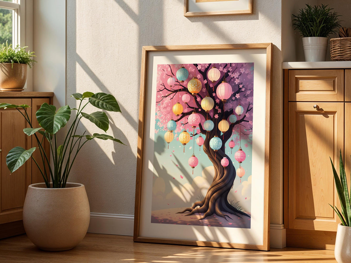 Pastel Sakura Lantern Tree