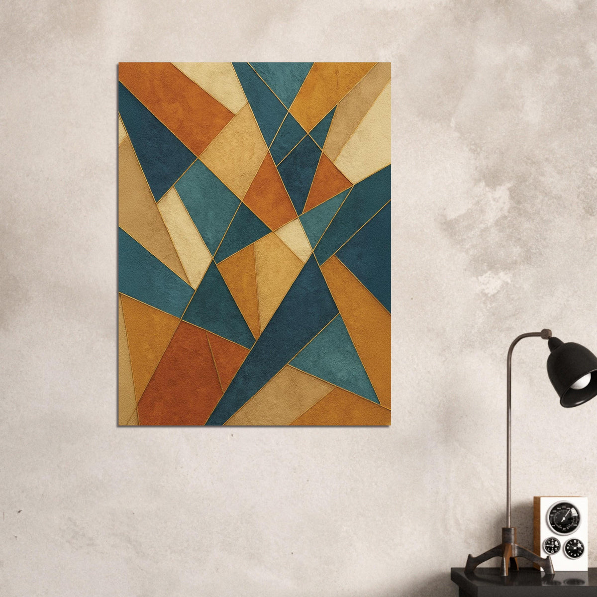 Gold Teal Prism Geometry
