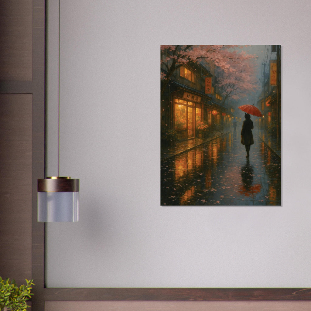 Red Umbrella Rainy Street