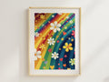 Retro Rainbow Flower Heart
