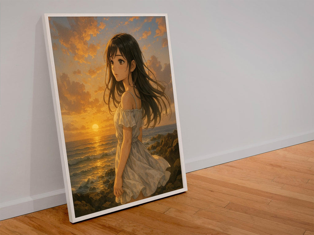 Anime Sunset Coast Girl