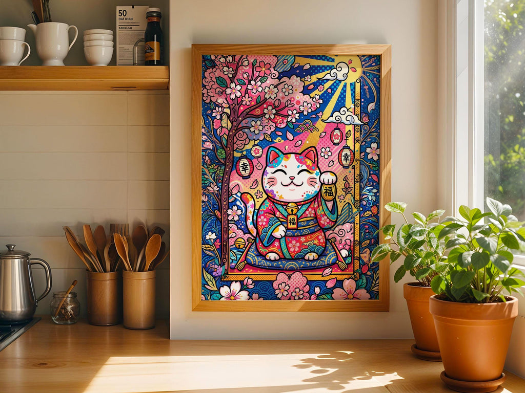 Lucky Cat Cherry Blossoms