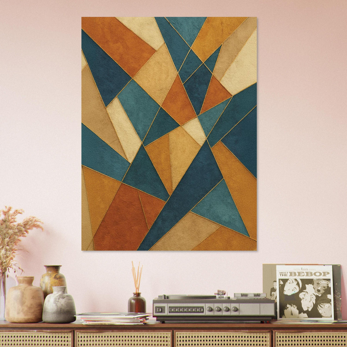 Gold Teal Prism Geometry