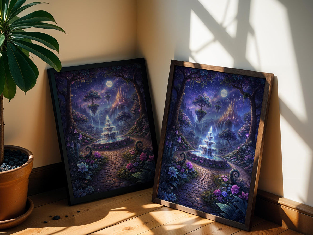 Moonlit Fountain Garden