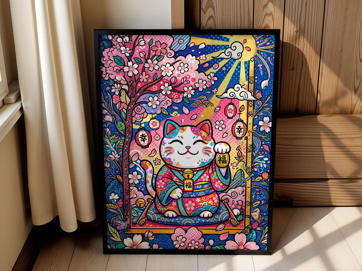 Lucky Cat Cherry Blossoms