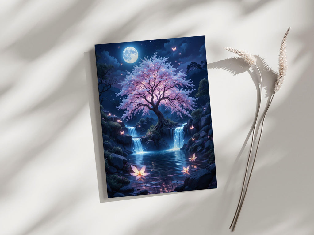 Moonlit Waterfall Tree of Life