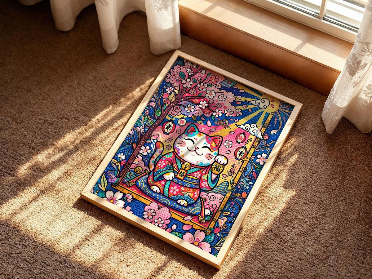 Lucky Cat Cherry Blossoms