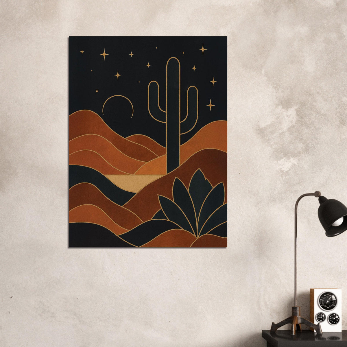 Golden Night Desert Cactus