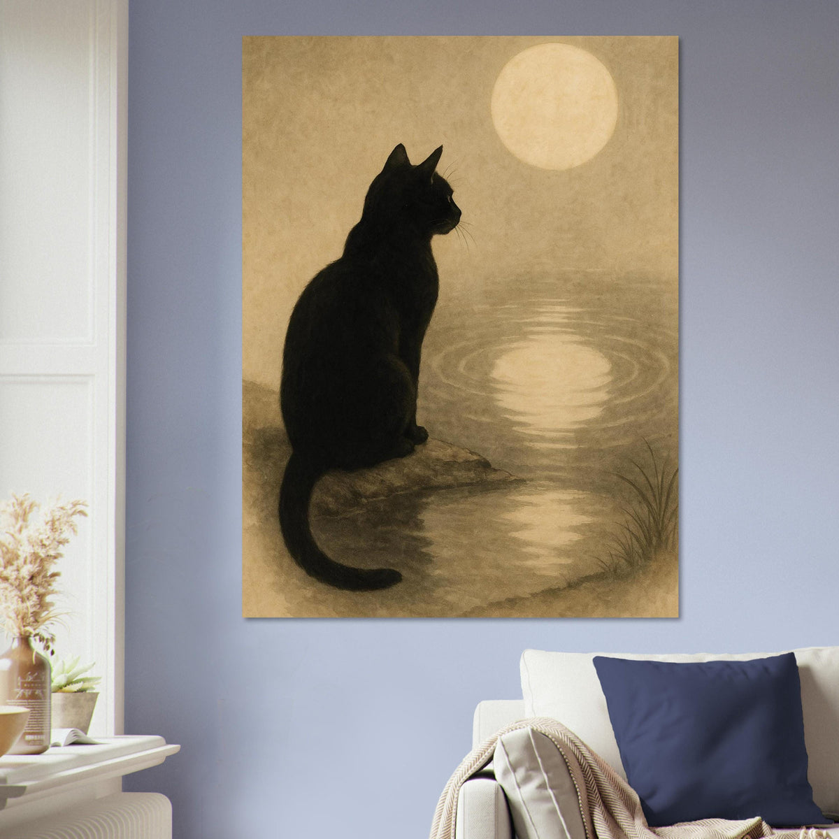 Moonlit Black Cat