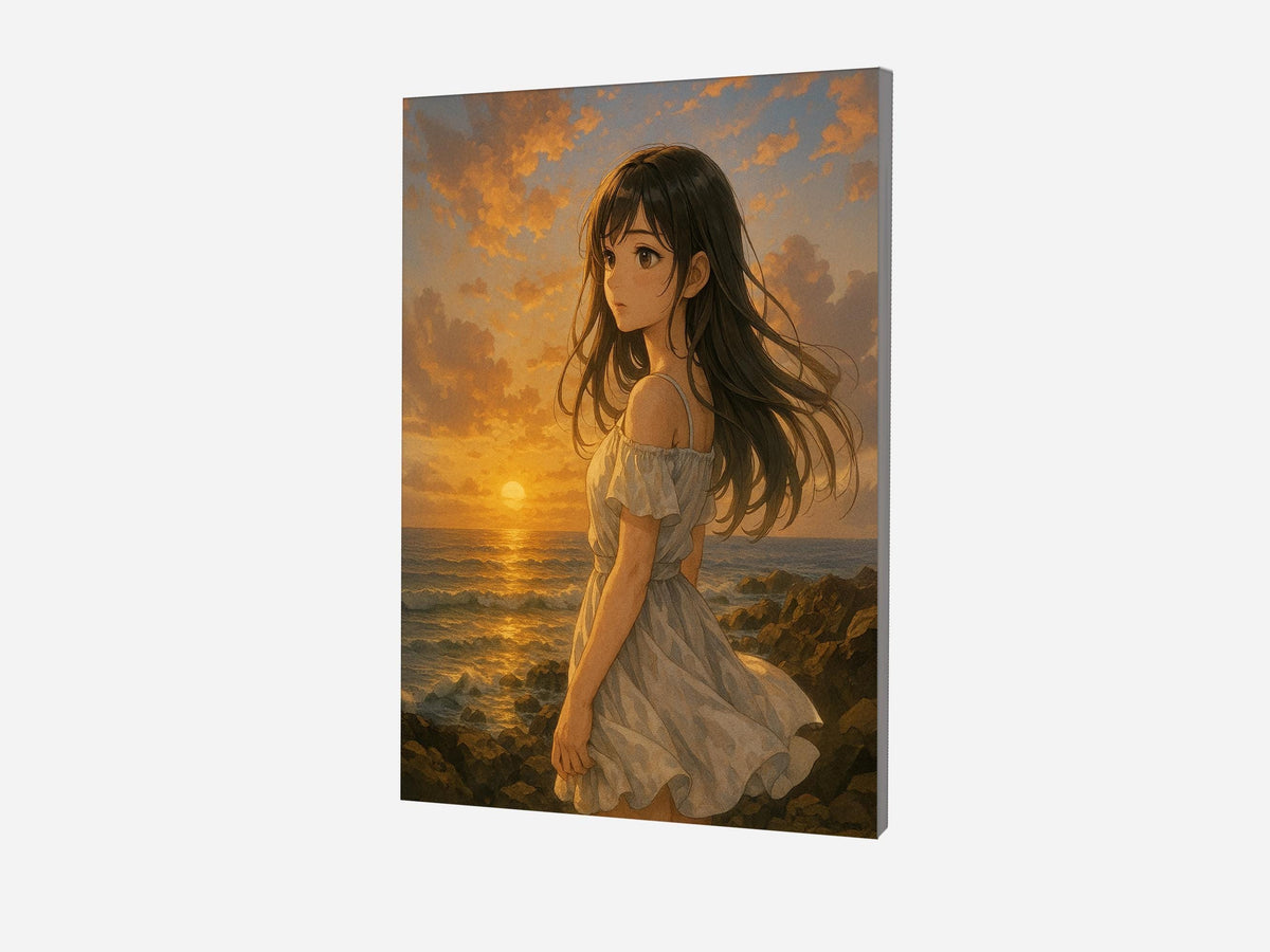Anime Sunset Coast Girl