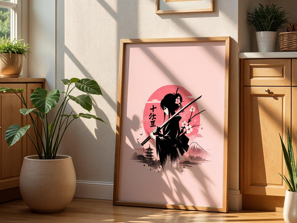 Red Sun Samurai Silhouette