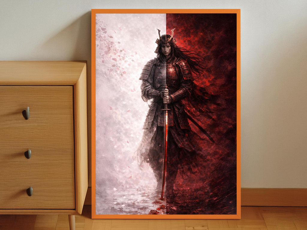 Japanese Samurai with Red Katana