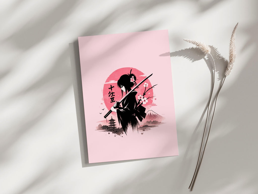 Red Sun Samurai Silhouette