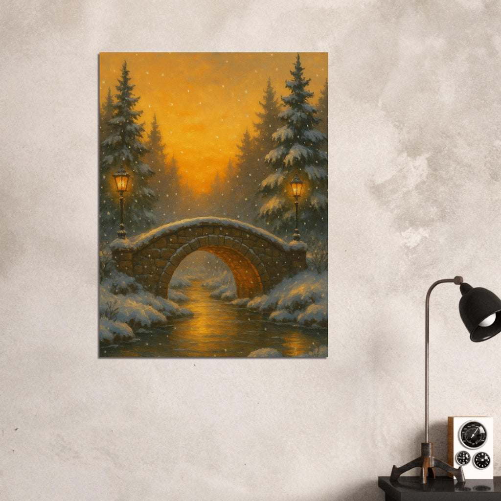 Snowy Village Bridge