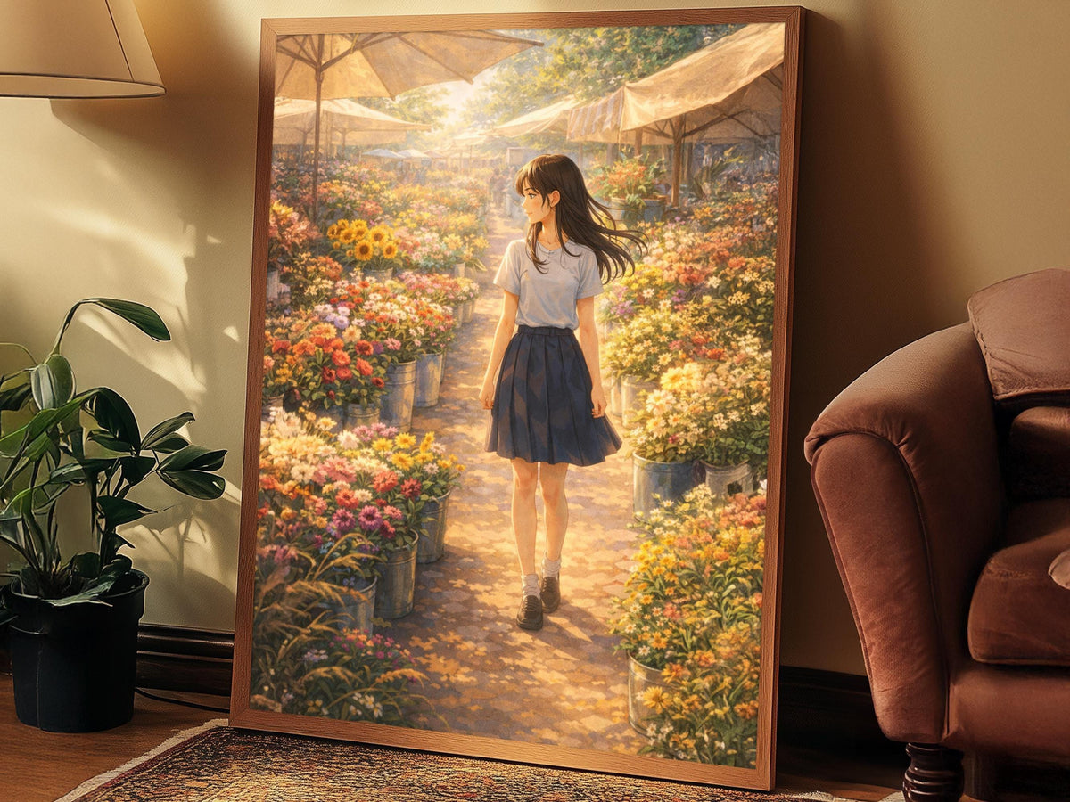 Anime Flower Market Girl