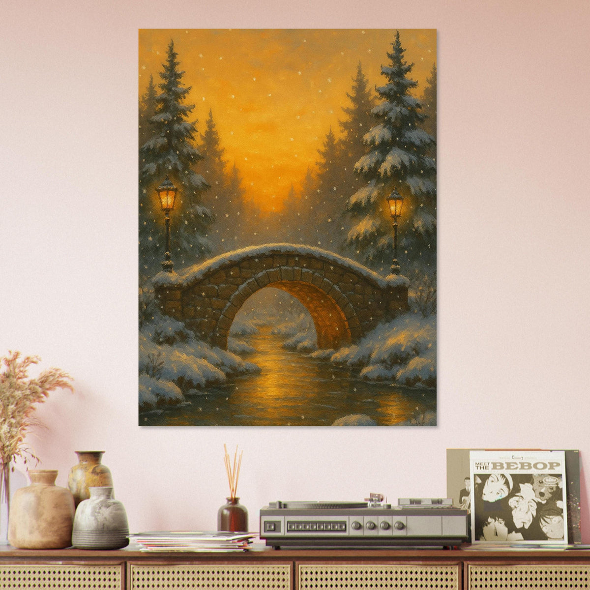 Snowy Village Bridge