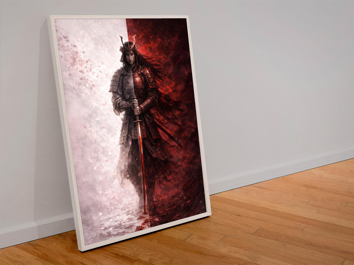 Japanese Samurai with Red Katana