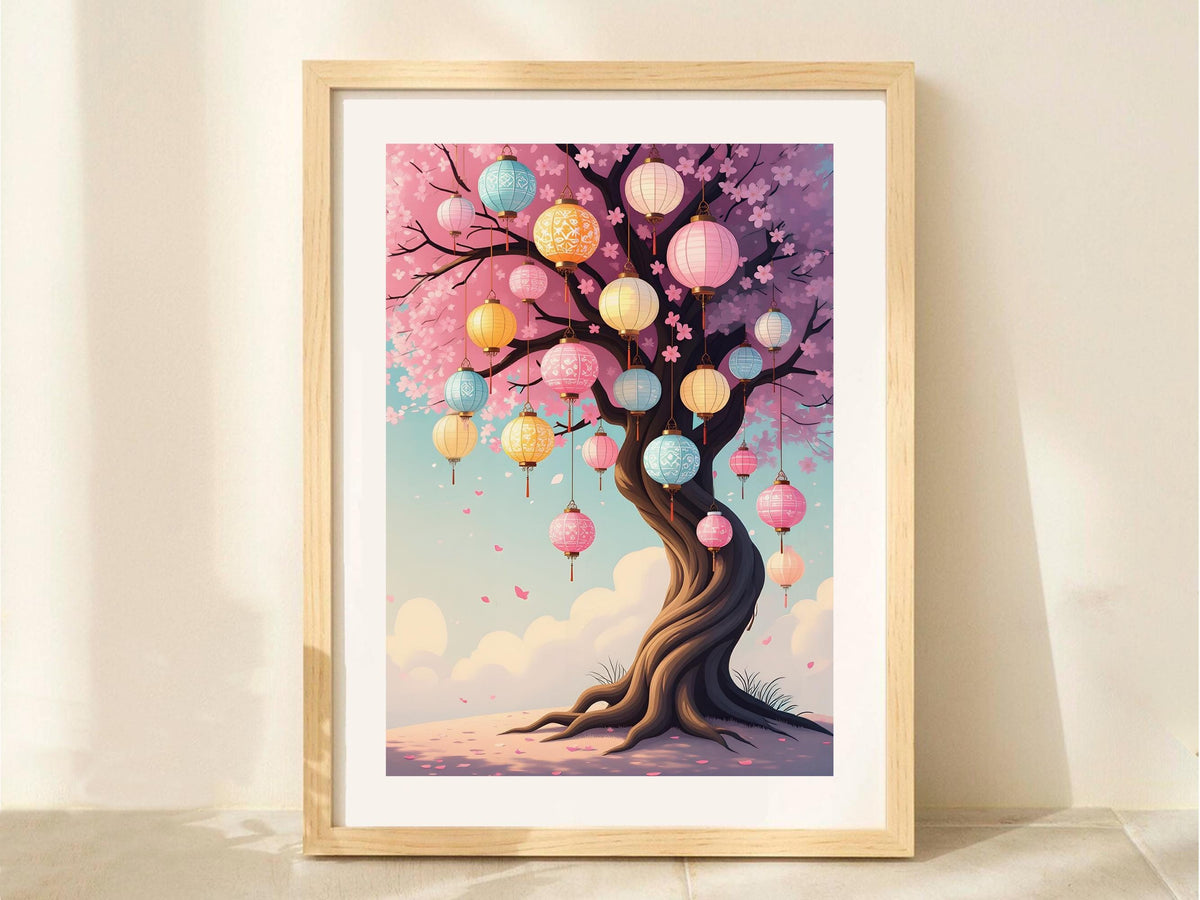 Pastel Sakura Lantern Tree