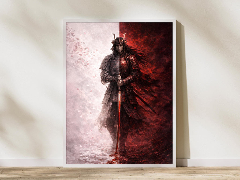Japanese Samurai with Red Katana