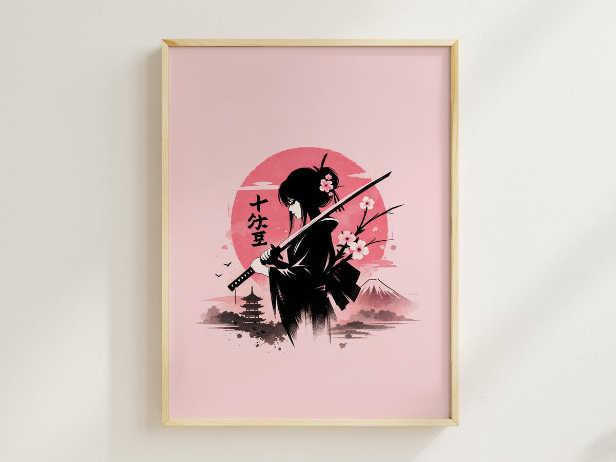 Red Sun Samurai Silhouette