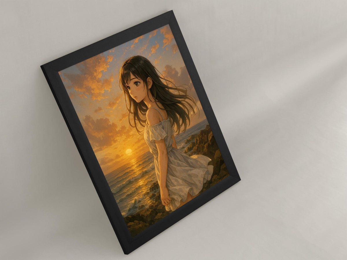 Anime Sunset Coast Girl