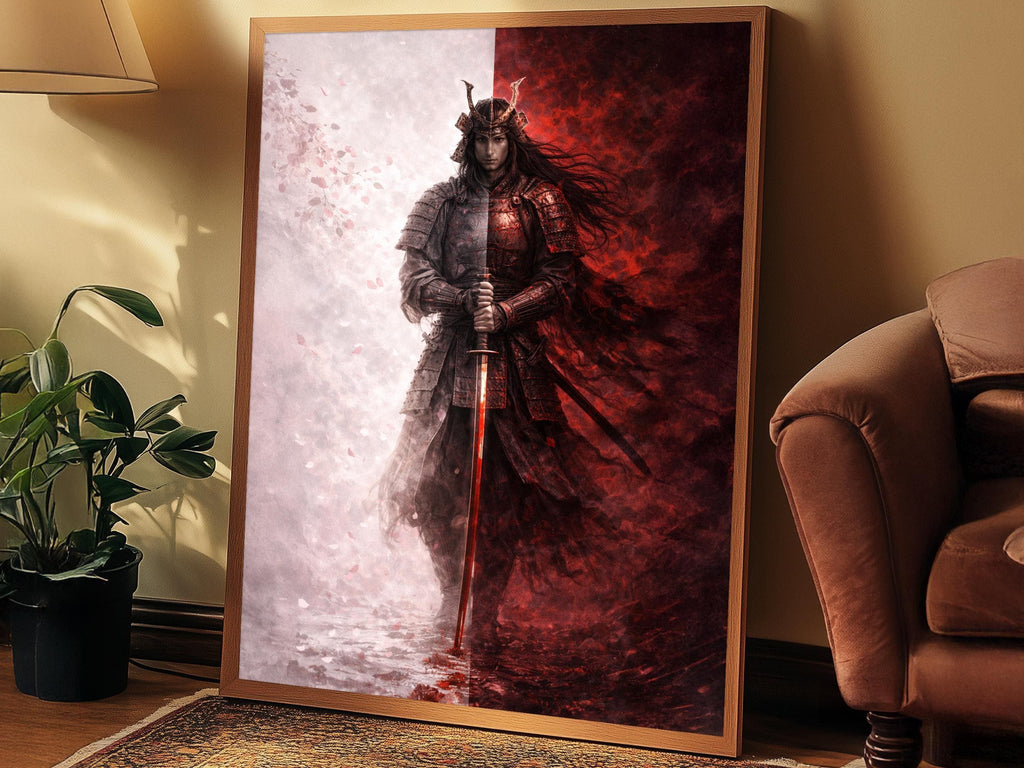 Japanese Samurai with Red Katana