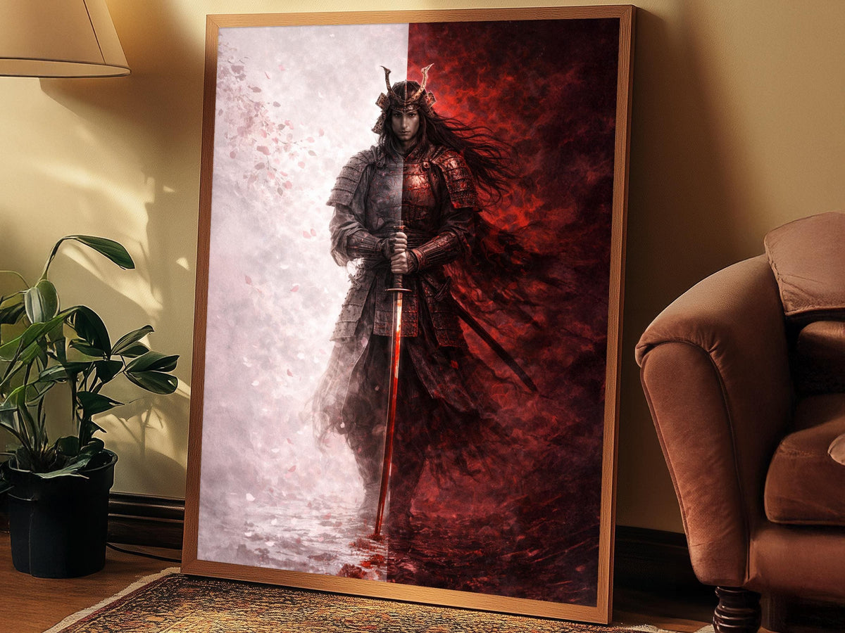 Japanese Samurai with Red Katana