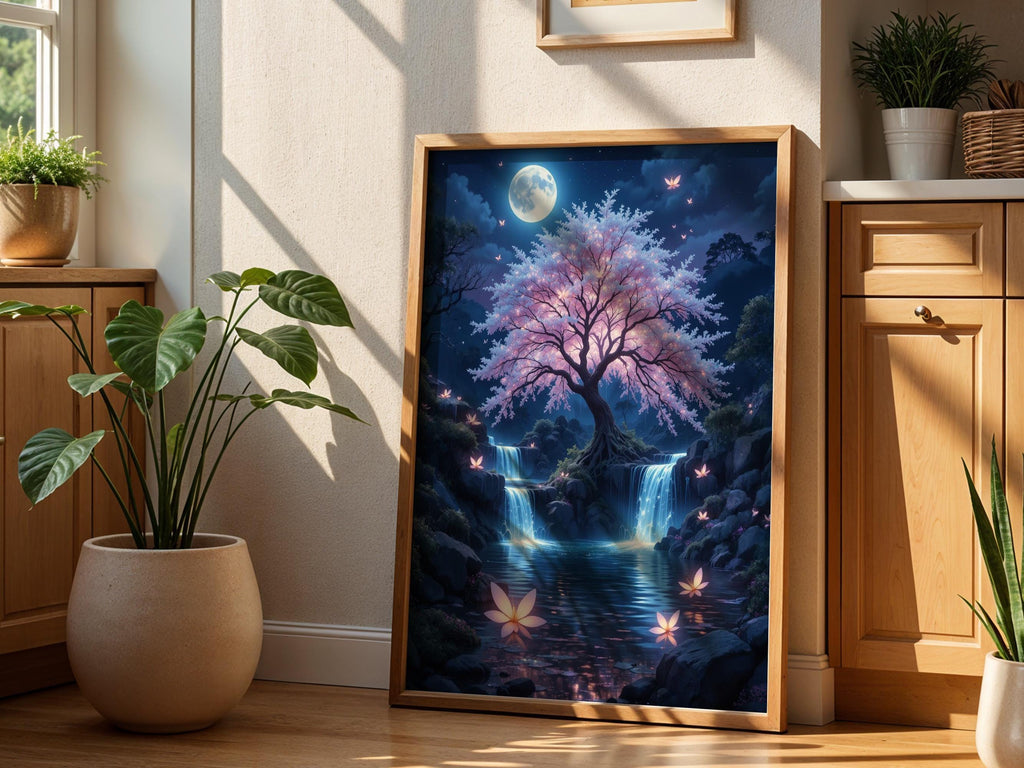 Moonlit Waterfall Tree of Life