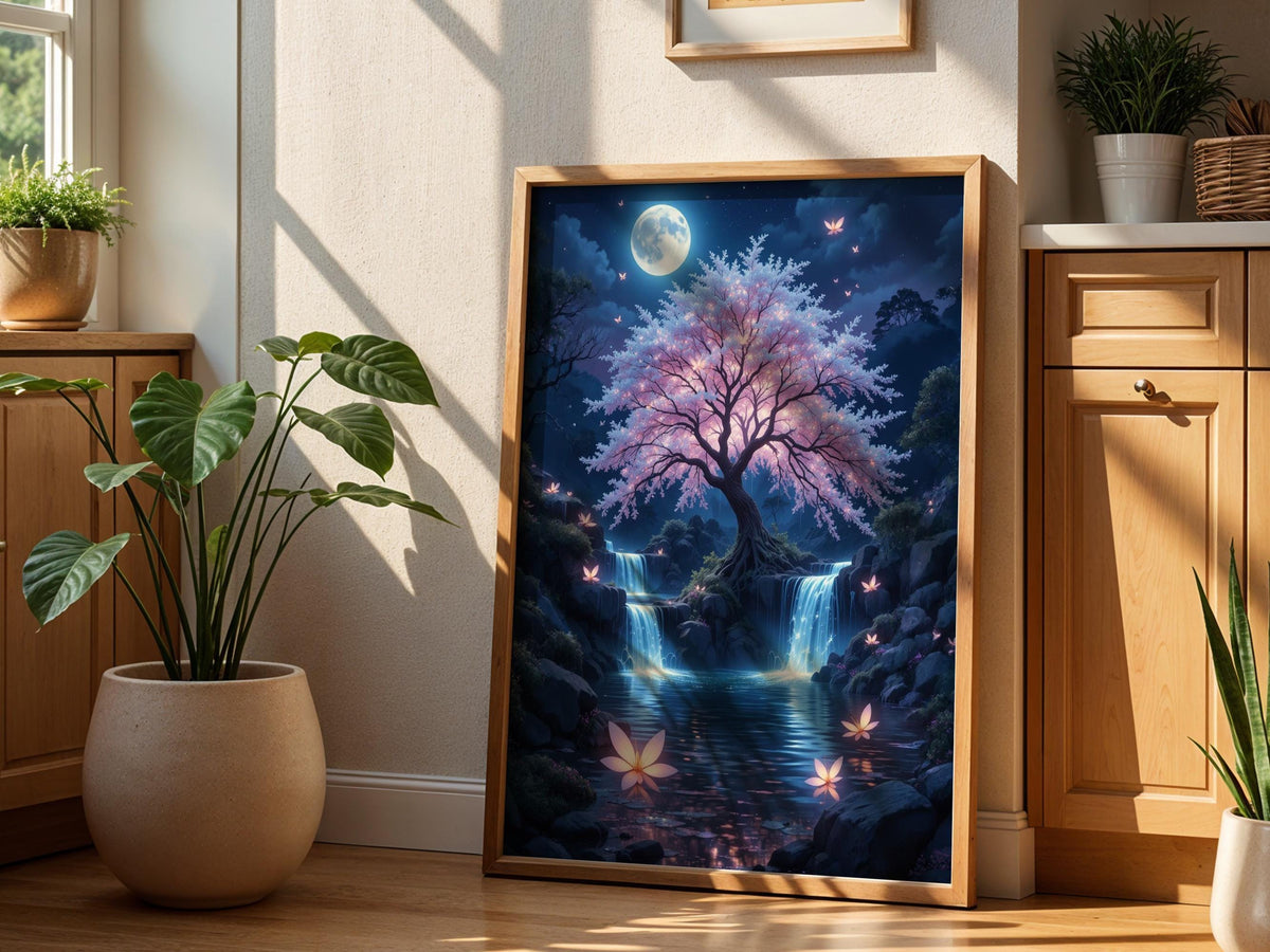 Moonlit Waterfall Tree of Life