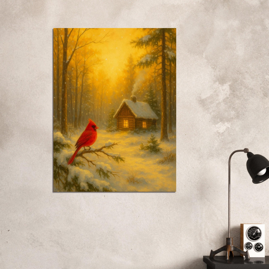 Snowy Cabin Cardinal