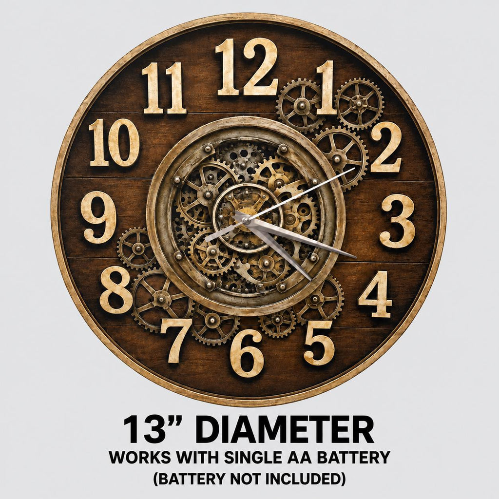 Steampunk Gear Wooden Clock