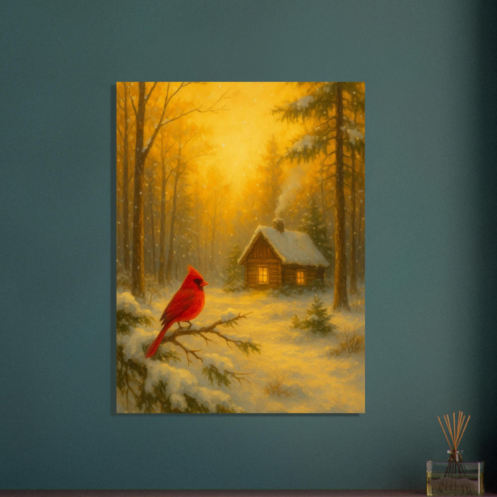 Snowy Cabin Cardinal