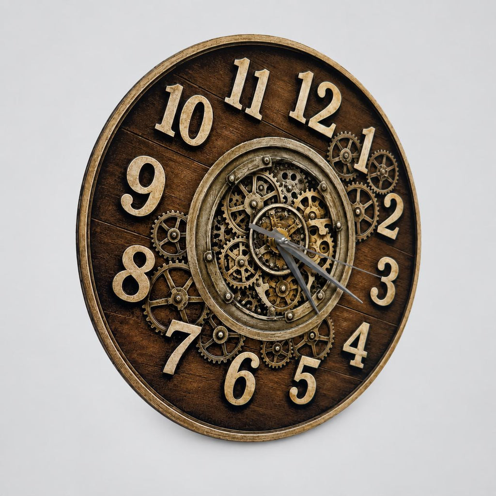 Steampunk Gear Wooden Clock