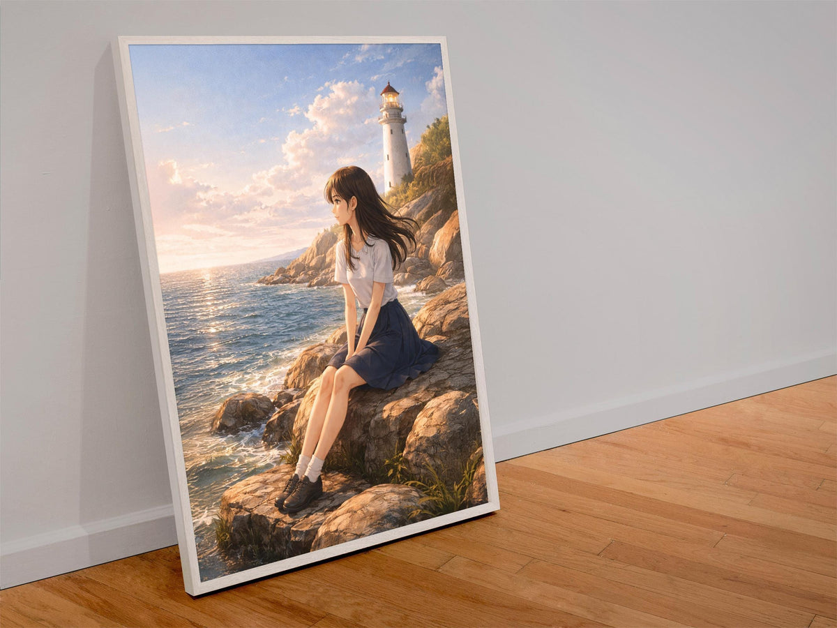 Anime Coastal Lighthouse Girl
