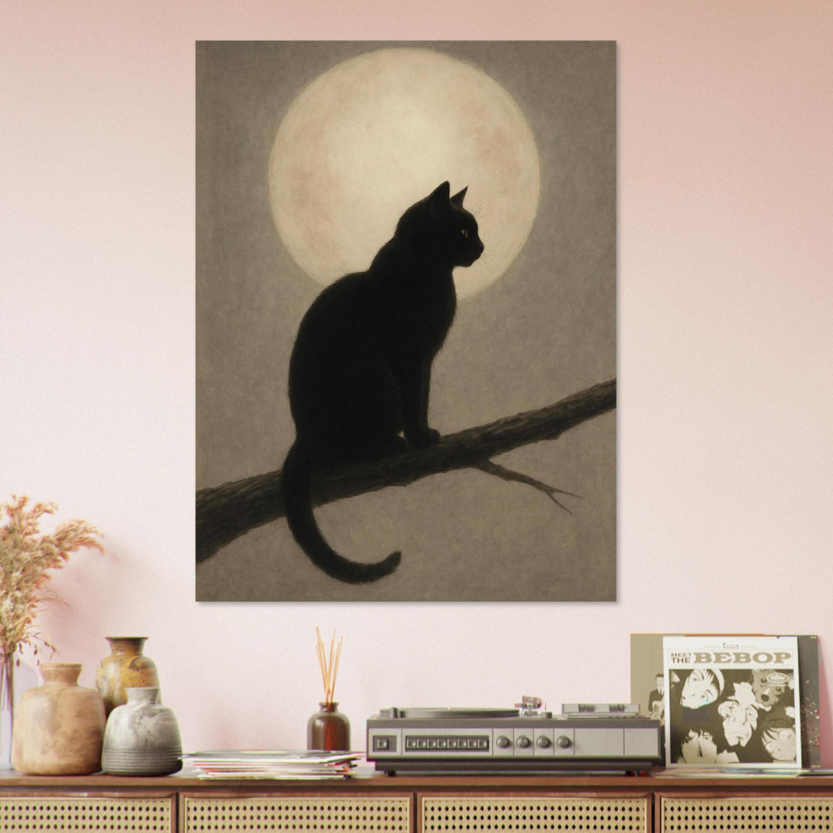 Minimal Moon Black Cat