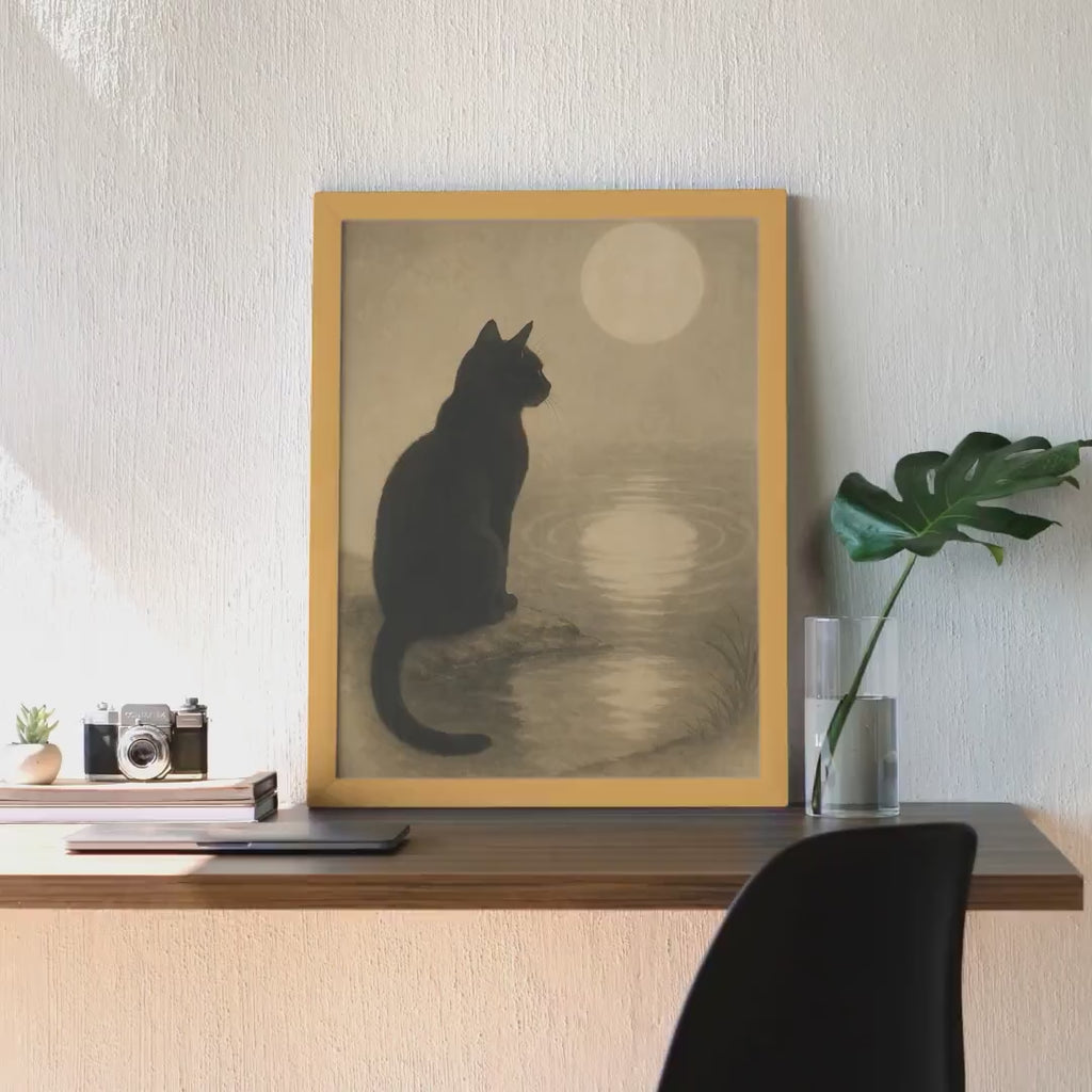 Moonlit Black Cat