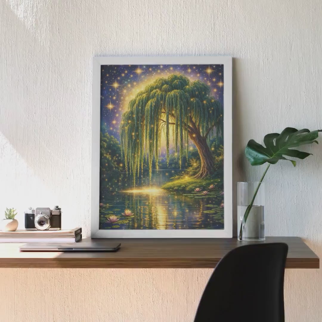 Moonlit Willow Tree