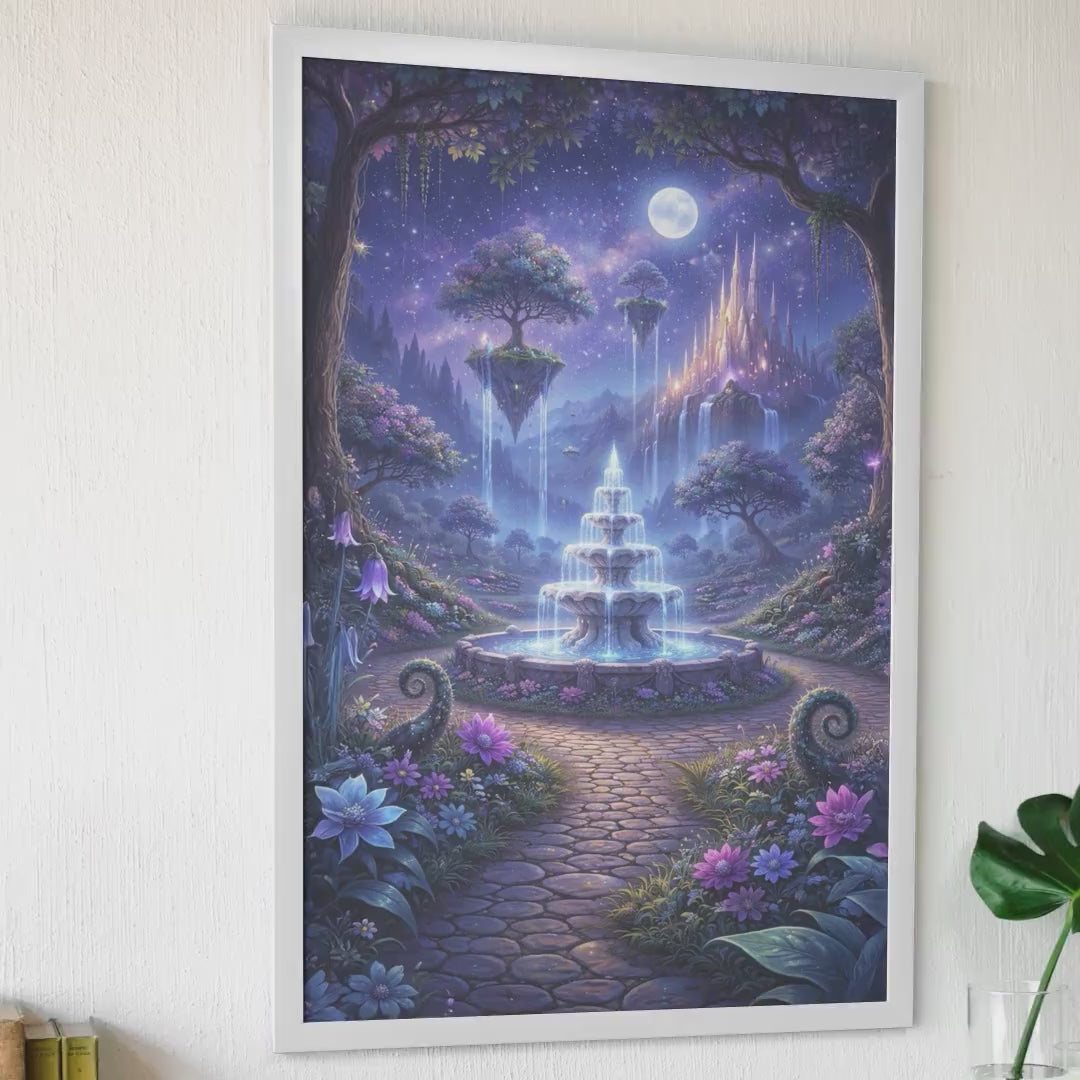 Moonlit Fountain Garden