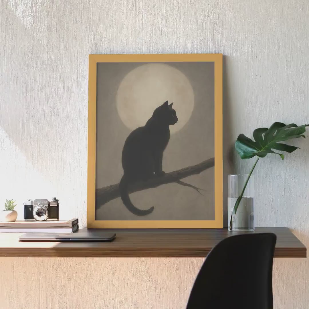 Minimal Moon Black Cat