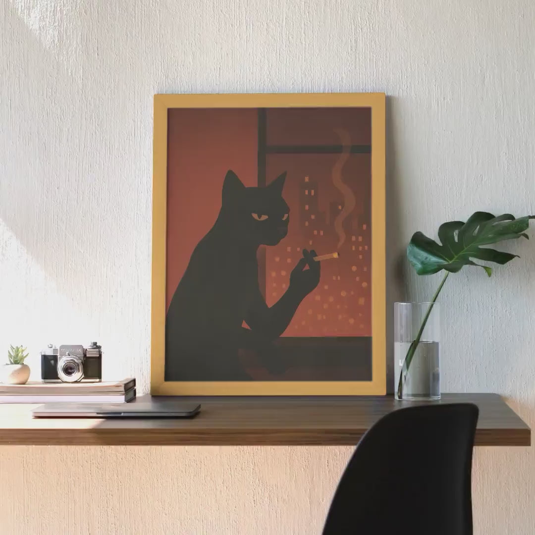 Noir Smoking Cat