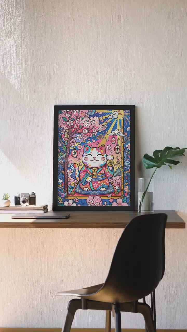 Lucky Cat Cherry Blossoms